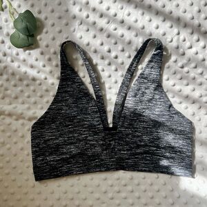 VSX Sport: Women's V Strappy Back Heather Gray Plunging V-Neck Sports Bra